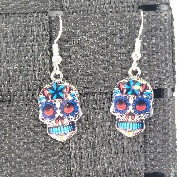 3 Pair Candy Skull Earrings - Picture 4 of 4
